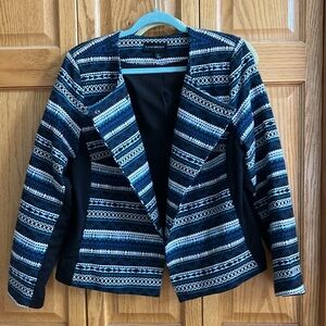 Lane Bryant Blue and Black Patterned Blazer